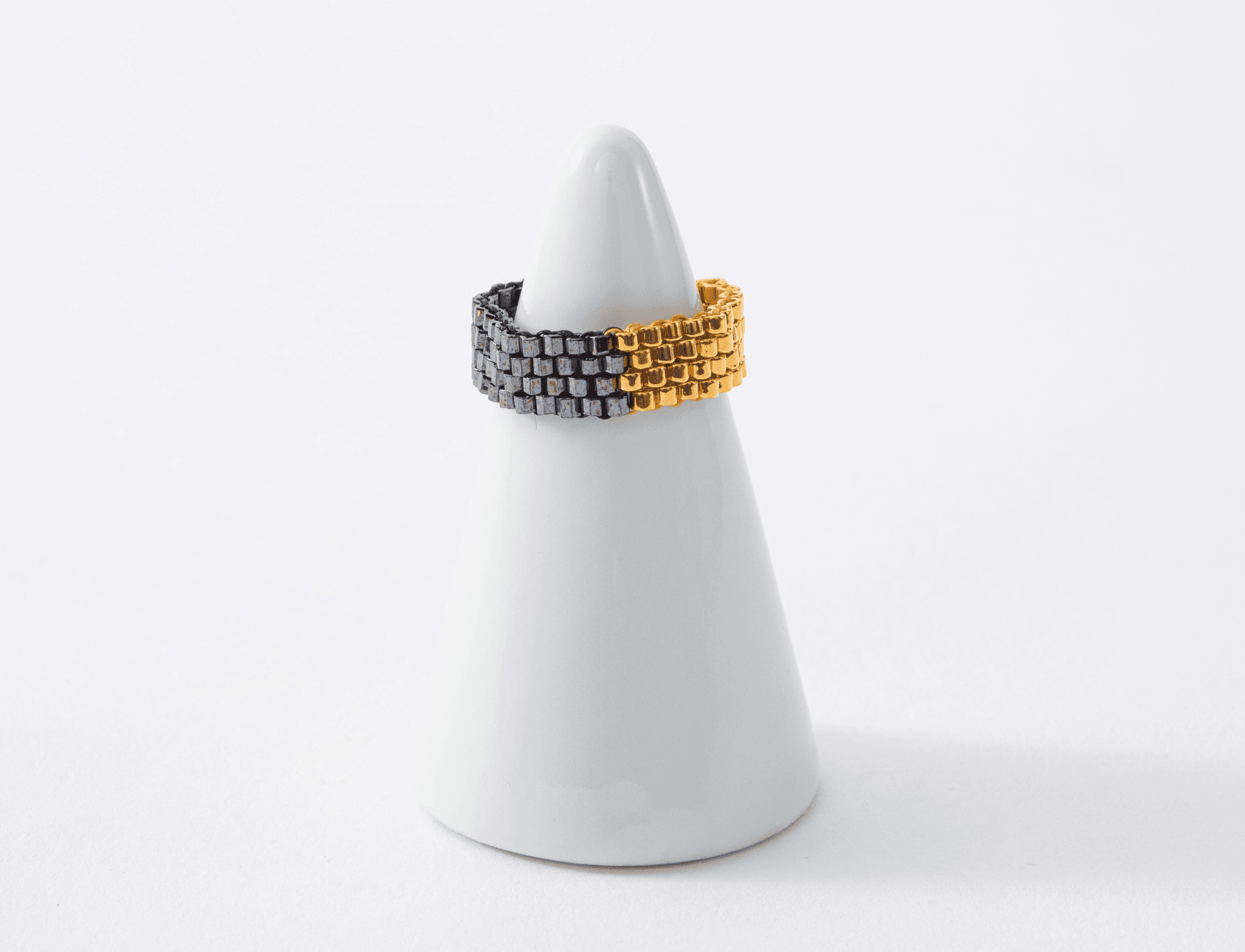 ２色アシンメトリービーズリング⑤（みやび018-RNG- Gm＆G）みやびシリーズ